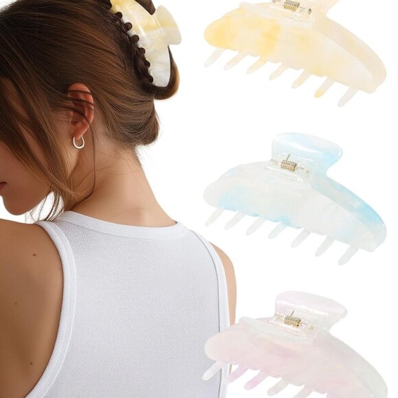 Accessories - 3PCS Hair Claw Clips Acrylic Non-slip Strong Hold for All Hair Types
